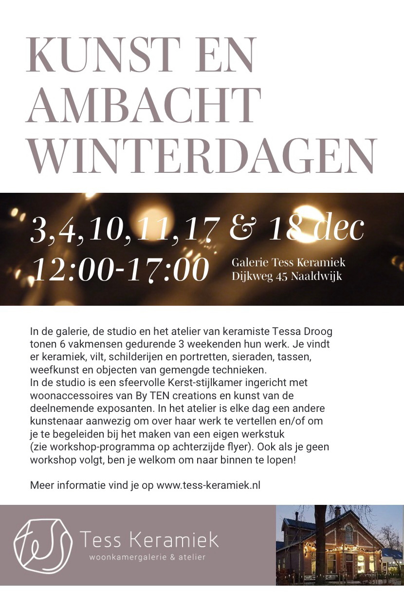 Kunst en Ambacht winterdagen' bij galerie Tess keramiek