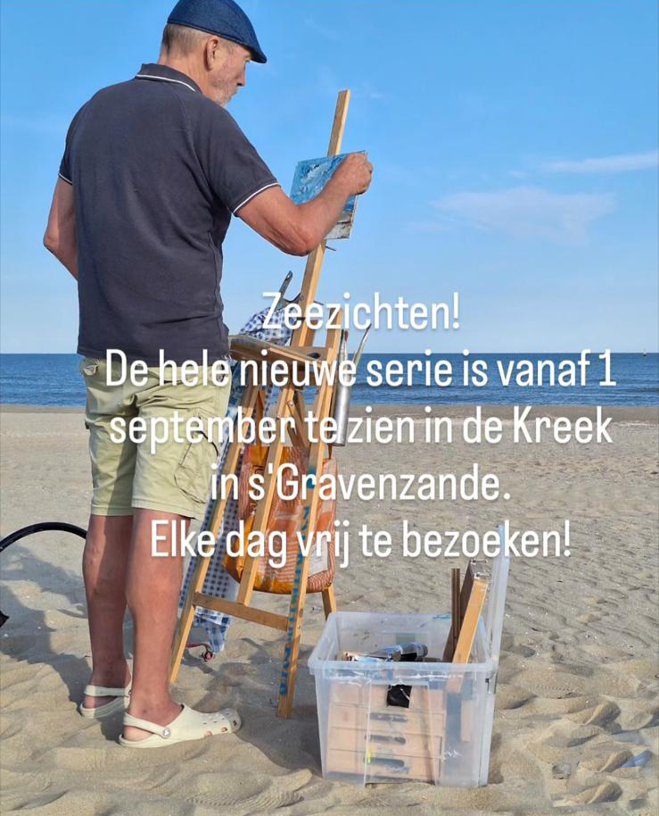 Piet Smal schildert een zeezicht aan het strand van Ter Heijde